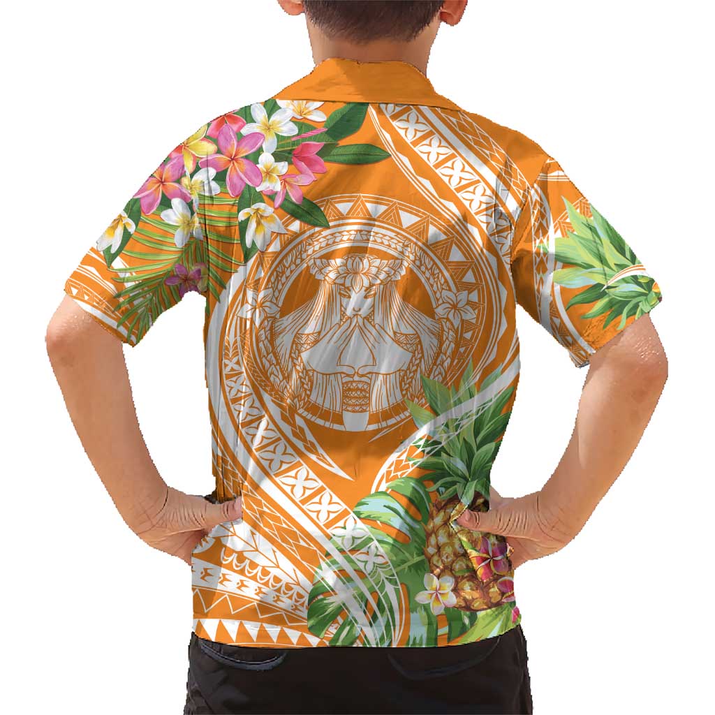Aloha Hawaii Lanai Family Matching Short Sleeve Bodycon Dress and Hawaiian Shirt Frangipani Mix Pineapple LT7 - Polynesian Pride