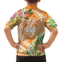 Aloha Hawaii Lanai Family Matching Summer Maxi Dress and Hawaiian Shirt Frangipani Mix Pineapple