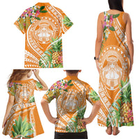 Aloha Hawaii Lanai Family Matching Tank Maxi Dress and Hawaiian Shirt Frangipani Mix Pineapple LT7 - Polynesian Pride