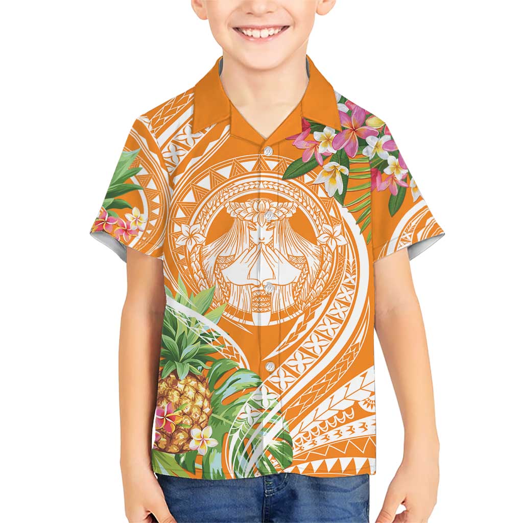 Aloha Hawaii Lanai Kid Hawaiian Shirt Frangipani Mix Pineapple