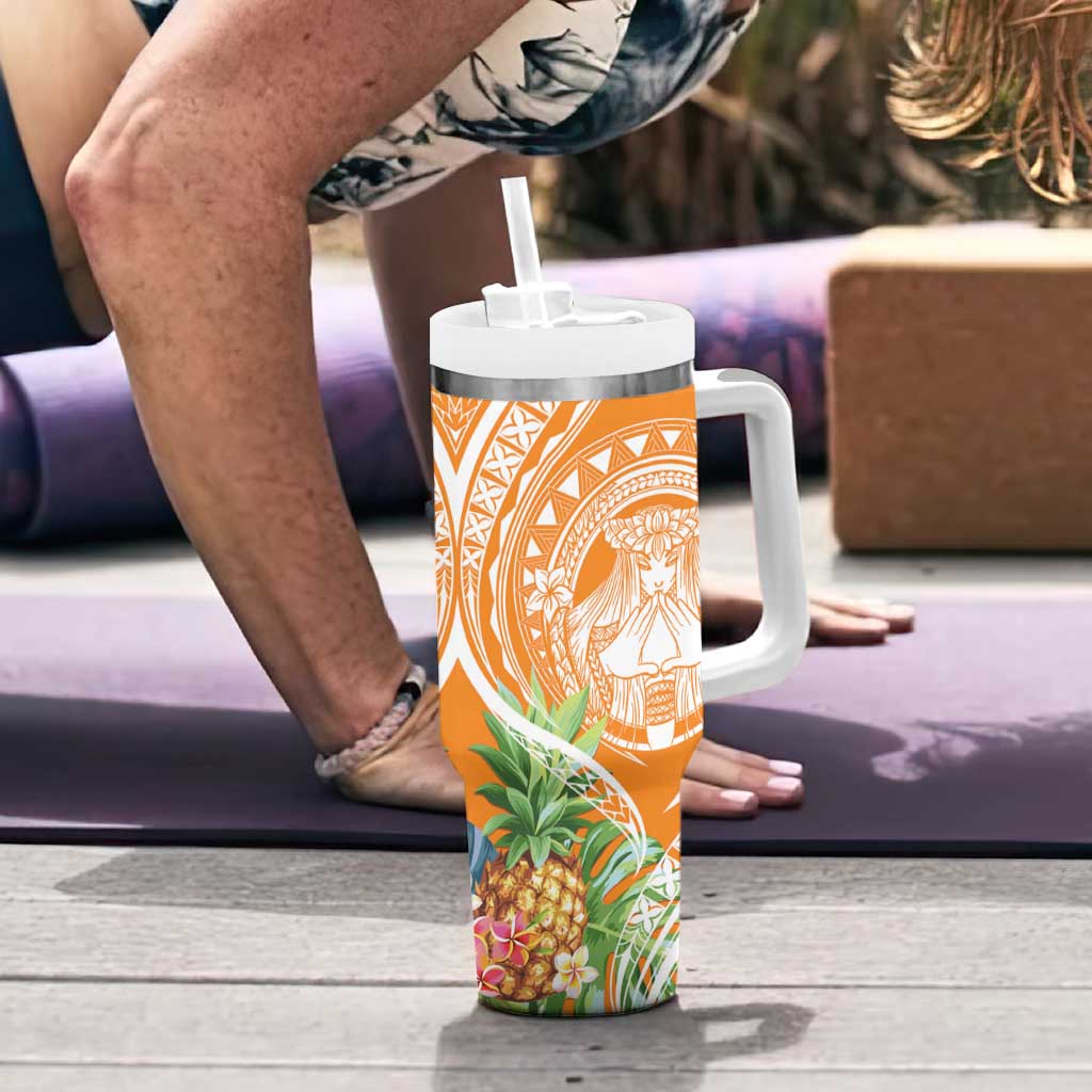 Aloha Hawaii Lanai Tumbler With Handle Frangipani Mix Pineapple