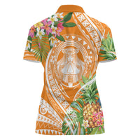 Aloha Hawaii Lanai Women Polo Shirt Frangipani Mix Pineapple