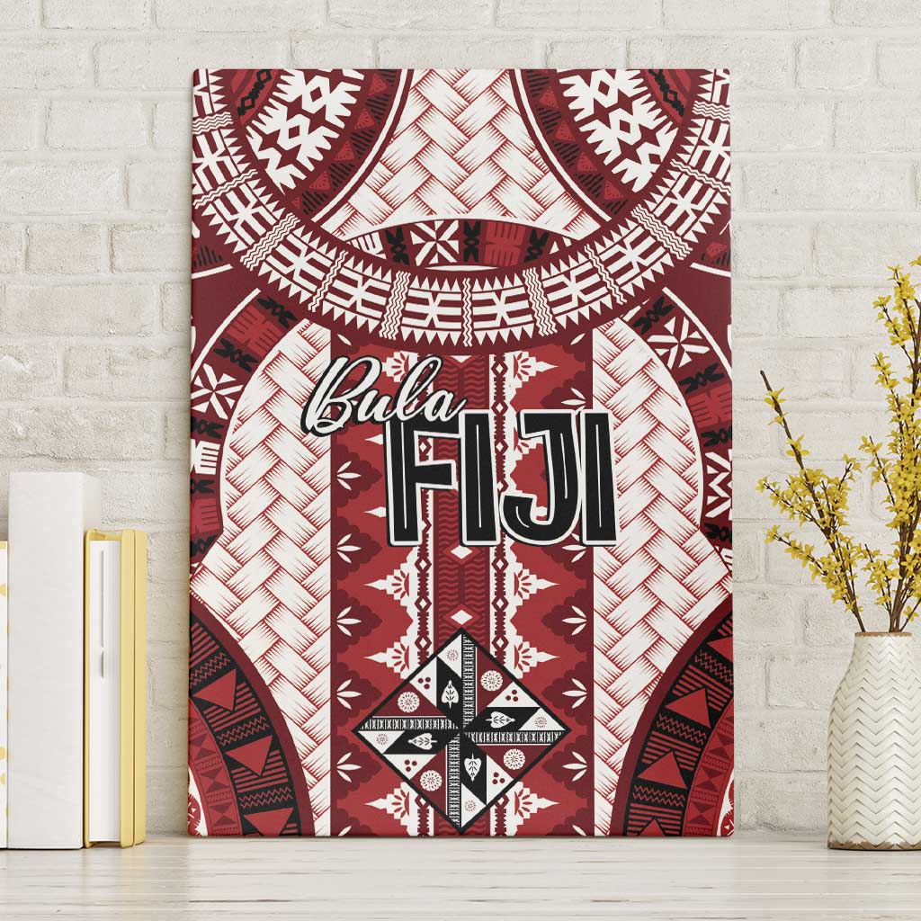 Bula Fiji Vintage Canvas Wall Art Scarlet Masi Motifs