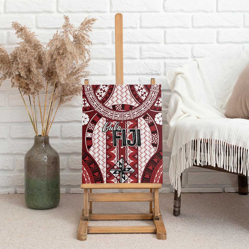 Bula Fiji Vintage Canvas Wall Art Scarlet Masi Motifs