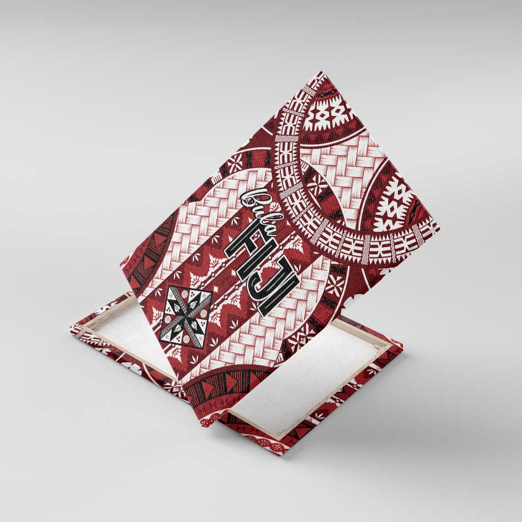 Bula Fiji Vintage Canvas Wall Art Scarlet Masi Motifs