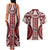 Bula Fiji Vintage Couples Matching Tank Maxi Dress and Hawaiian Shirt Scarlet Masi Motifs