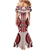 Bula Fiji Vintage Family Matching Mermaid Dress and Hawaiian Shirt Scarlet Masi Motifs LT7 - Polynesian Pride