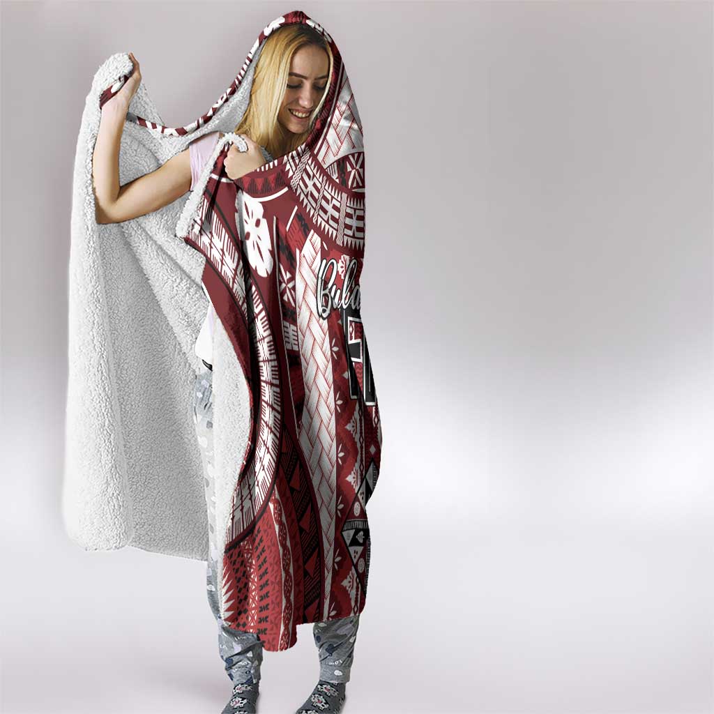 Bula Fiji Vintage Hooded Blanket Scarlet Masi Motifs