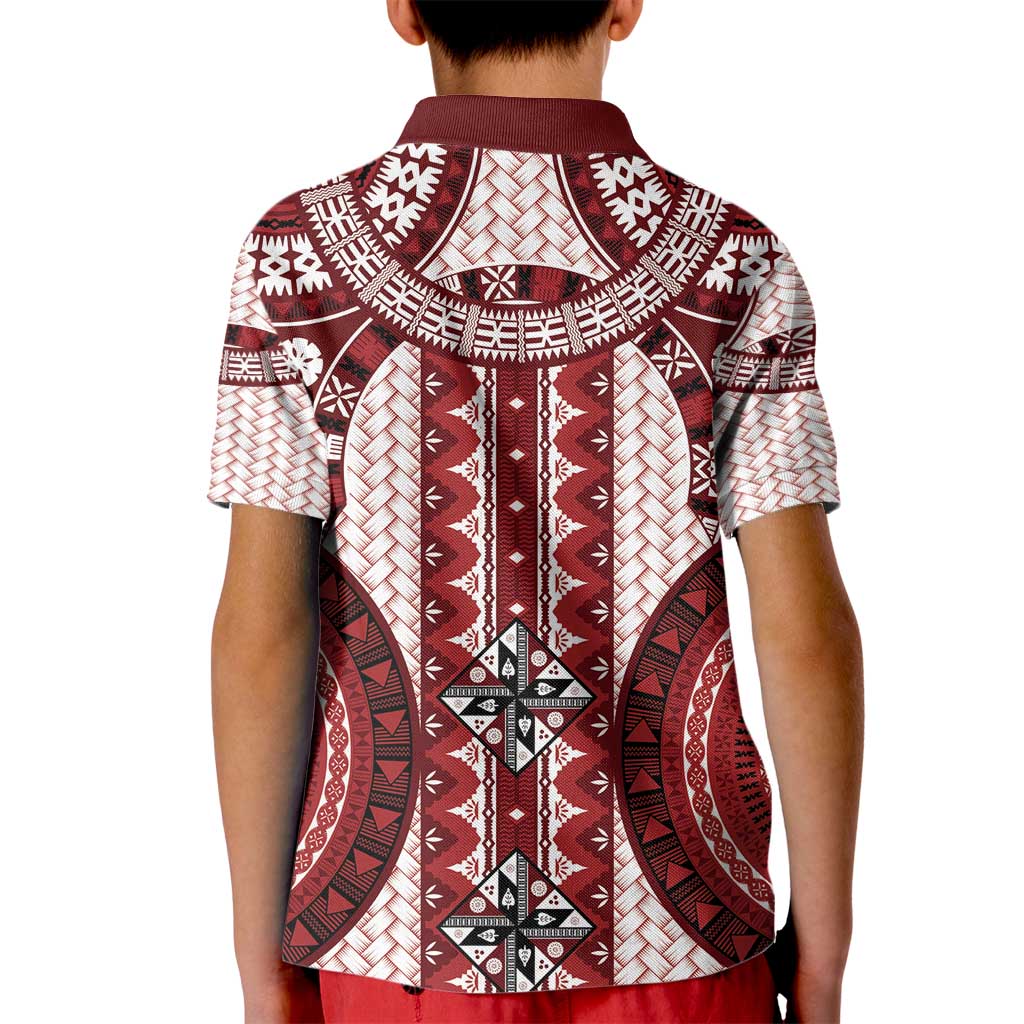 Bula Fiji Vintage Kid Polo Shirt Scarlet Masi Motifs