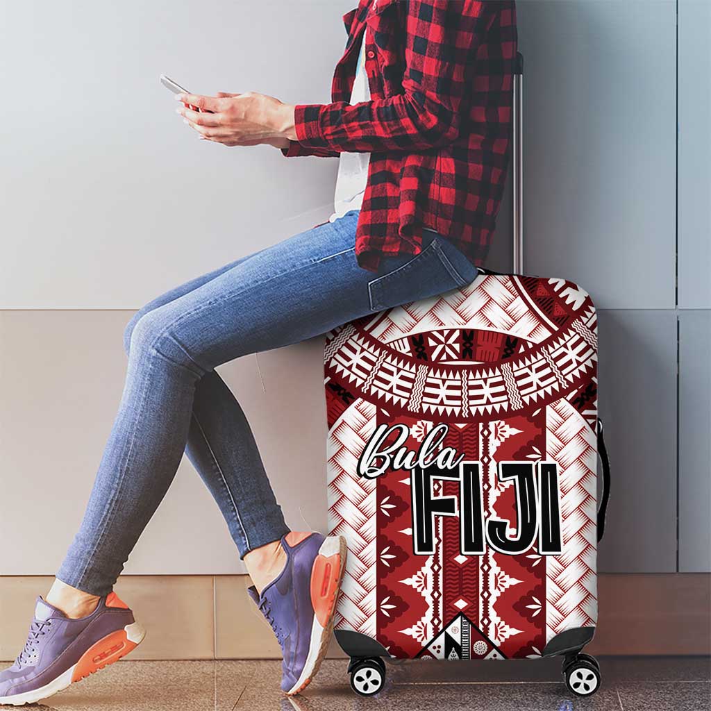Bula Fiji Vintage Luggage Cover Scarlet Masi Motifs