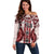 Bula Fiji Vintage Off Shoulder Sweater Scarlet Masi Motifs