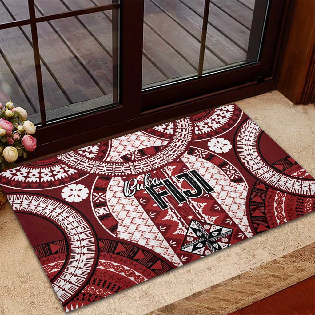 Bula Fiji Vintage Rubber Doormat Scarlet Masi Motifs