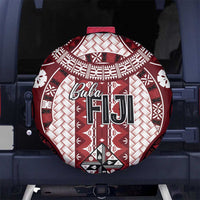 Bula Fiji Vintage Spare Tire Cover Scarlet Masi Motifs LT7 No hole Scarlet - Polynesian Pride