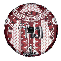 Bula Fiji Vintage Spare Tire Cover Scarlet Masi Motifs LT7 - Polynesian Pride