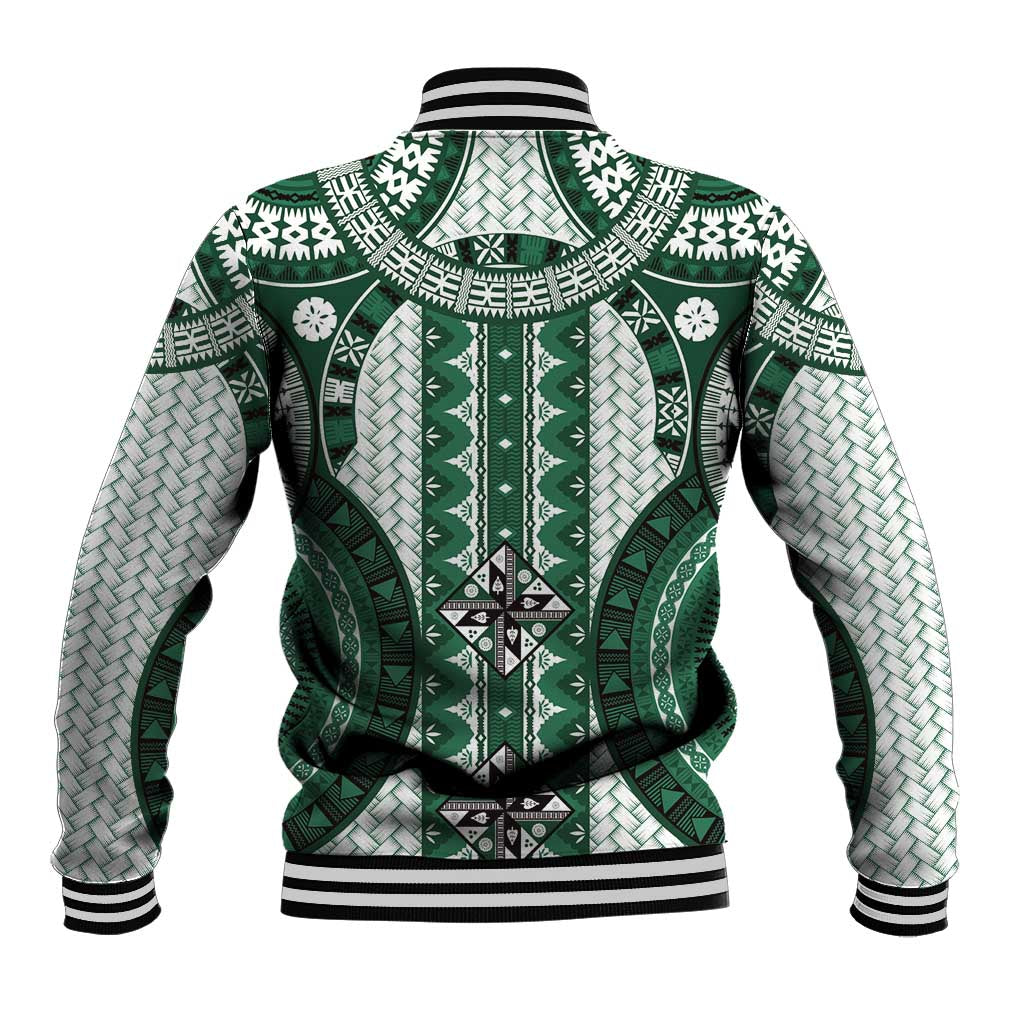 Bula Fiji Vintage Baseball Jacket Phthalo Green Masi Motifs
