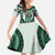 Bula Fiji Vintage Family Matching Off The Shoulder Long Sleeve Dress and Hawaiian Shirt Phthalo Green Masi Motifs