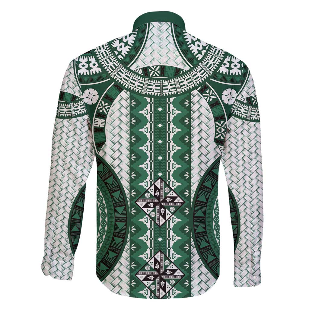 Bula Fiji Vintage Family Matching Summer Maxi Dress and Hawaiian Shirt Phthalo Green Masi Motifs LT7 - Polynesian Pride