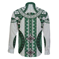 Bula Fiji Vintage Family Matching Tank Maxi Dress and Hawaiian Shirt Phthalo Green Masi Motifs LT7 - Polynesian Pride