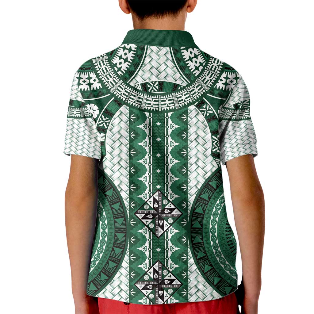 Bula Fiji Vintage Kid Polo Shirt Phthalo Green Masi Motifs