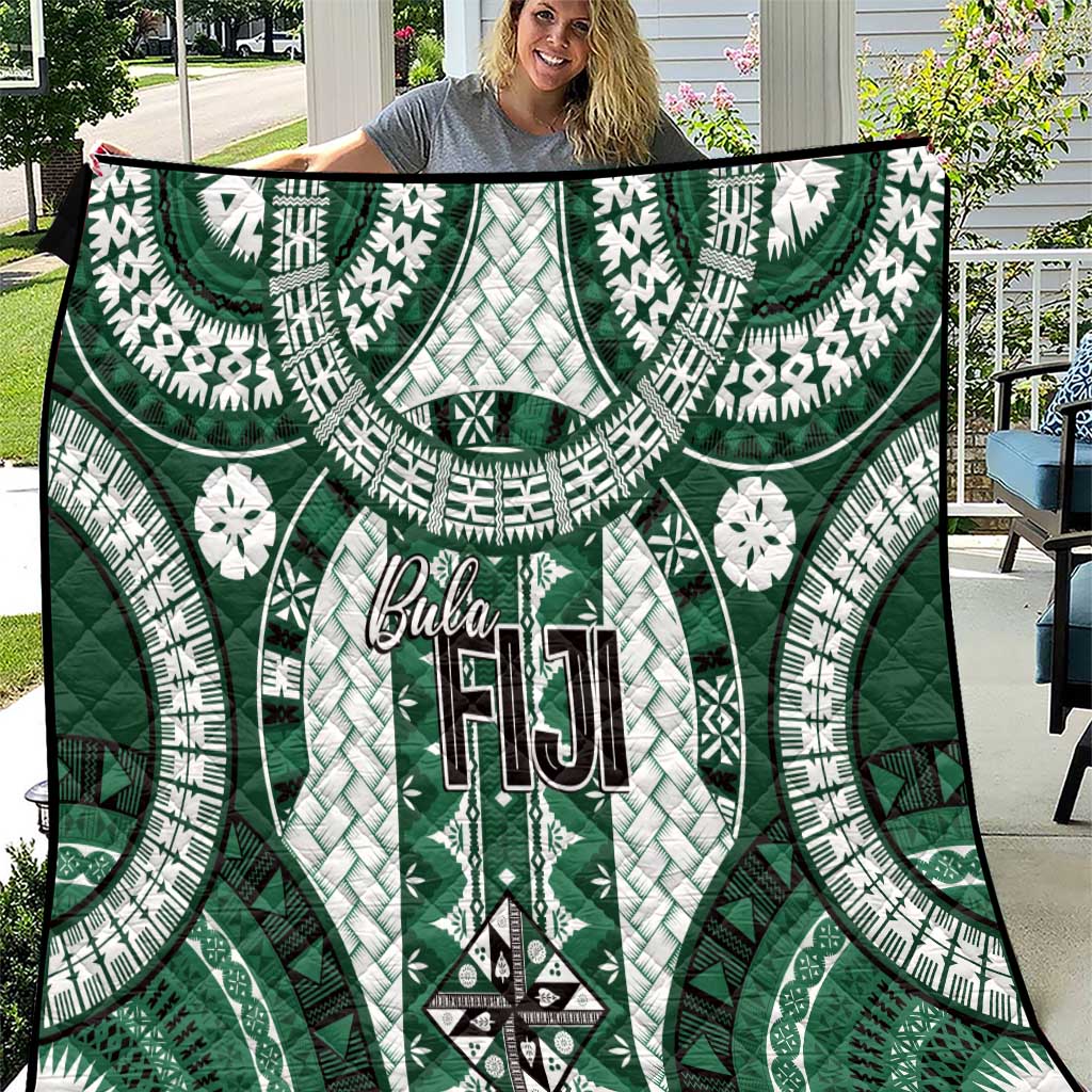 Bula Fiji Vintage Quilt Phthalo Green Masi Motifs