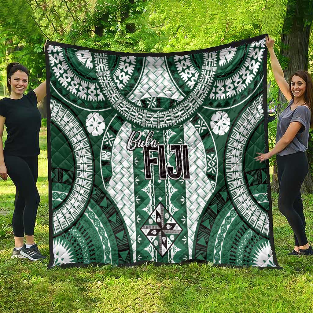 Bula Fiji Vintage Quilt Phthalo Green Masi Motifs