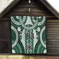 Bula Fiji Vintage Quilt Phthalo Green Masi Motifs