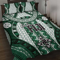 Bula Fiji Vintage Quilt Bed Set Phthalo Green Masi Motifs