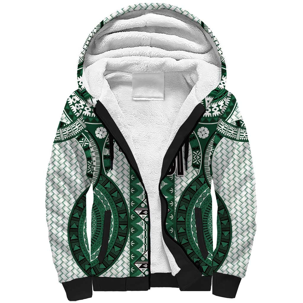 Bula Fiji Vintage Sherpa Hoodie Phthalo Green Masi Motifs LT7 Unisex Phthalo Green - Polynesian Pride