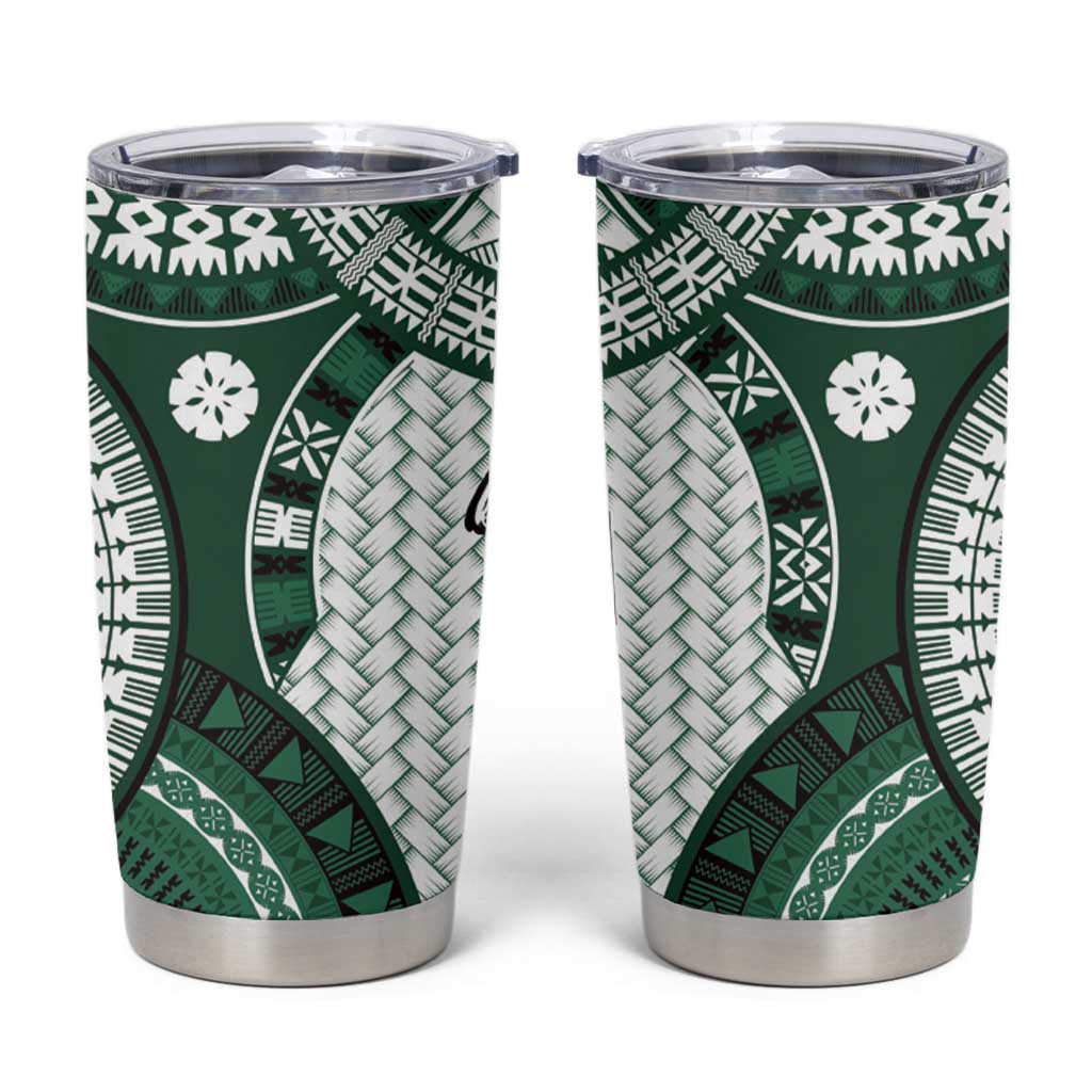 Bula Fiji Vintage Tumbler Cup Phthalo Green Masi Motifs LT7 Phthalo Green - Polynesian Pride