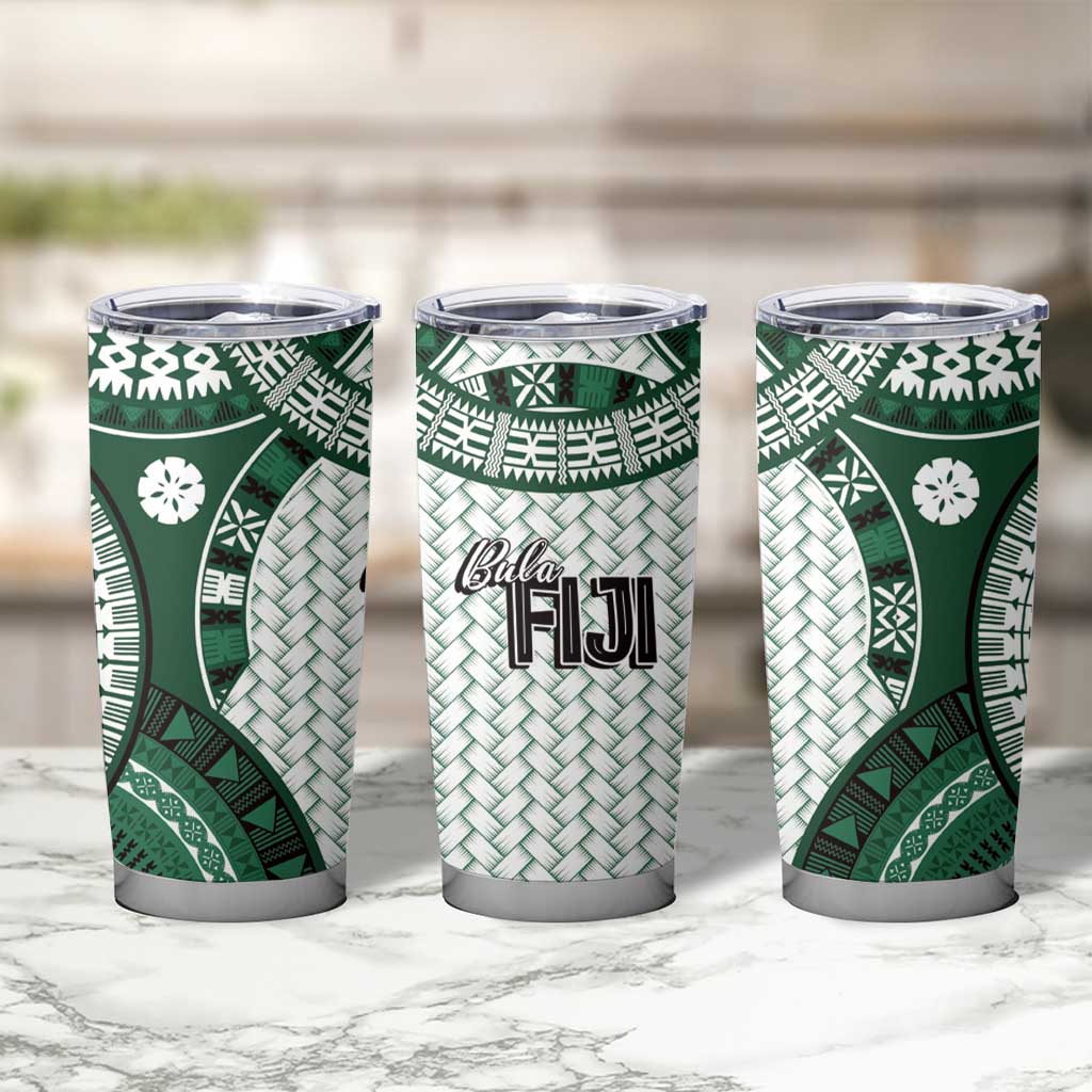 Bula Fiji Vintage Tumbler Cup Phthalo Green Masi Motifs LT7 - Polynesian Pride