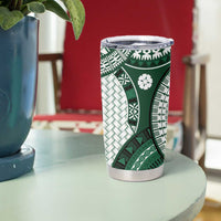 Bula Fiji Vintage Tumbler Cup Phthalo Green Masi Motifs LT7 - Polynesian Pride