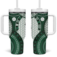 Bula Fiji Vintage Tumbler With Handle Phthalo Green Masi Motifs