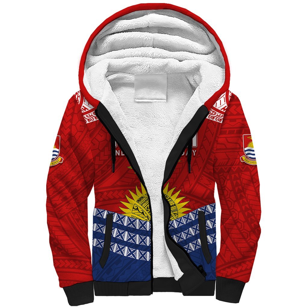 Personalised Kiribati Independence Day Sherpa Hoodie Flag Style LT7 Unisex Red - Polynesian Pride