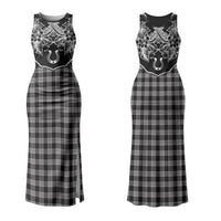 Hawai'i Paniolo Motif Black Couples Matching Tank Maxi Dress and Hawaiian Shirt Floral Palaka Print LT7 - Polynesian Pride