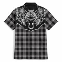 Hawai'i Paniolo Motif Black Hawaiian Shirt Floral Palaka Print LT7 - Polynesian Pride