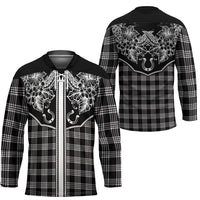 Hawai'i Paniolo Motif Black Hockey Jersey Floral Palaka Print LT7 - Polynesian Pride