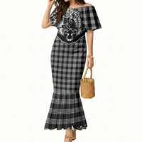 Hawai'i Paniolo Motif Black Mermaid Dress Floral Palaka Print LT7 Women Black - Polynesian Pride