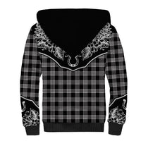 Hawai'i Paniolo Motif Black Sherpa Hoodie Floral Palaka Print LT7 - Polynesian Pride