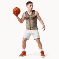 Hawai'i Paniolo Motif Leather Brown Basketball Jersey Floral Palaka Print LT7 - Polynesian Pride