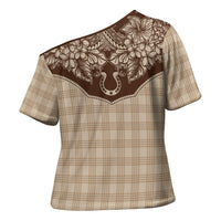 Hawai'i Paniolo Motif Leather Brown Cross Shoulder Shirt Floral Palaka Print LT7 - Polynesian Pride