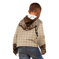 Hawai'i Paniolo Motif Leather Brown Kid Hoodie Floral Palaka Print LT7 - Polynesian Pride
