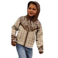 Hawai'i Paniolo Motif Leather Brown Kid Hoodie Floral Palaka Print LT7 - Polynesian Pride