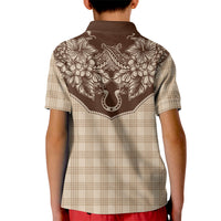 Hawai'i Paniolo Motif Leather Brown Kid Polo Shirt Floral Palaka Print LT7 - Polynesian Pride