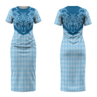 Hawai'i Paniolo Motif Deep Blue Couples Matching Short Sleeve Bodycon Dress and Hawaiian Shirt Floral Palaka Print LT7 - Polynesian Pride