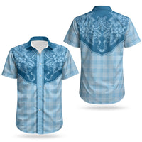 Hawai'i Paniolo Motif Deep Blue Couples Matching Tank Maxi Dress and Hawaiian Shirt Floral Palaka Print LT7 - Polynesian Pride