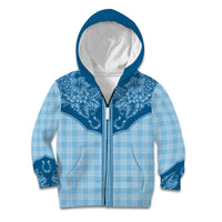 Hawai'i Paniolo Motif Deep Blue Kid Hoodie Floral Palaka Print LT7 Zip Hoodie Navy Blue - Polynesian Pride