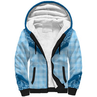 Hawai'i Paniolo Motif Deep Blue Sherpa Hoodie Floral Palaka Print LT7 Unisex Navy Blue - Polynesian Pride