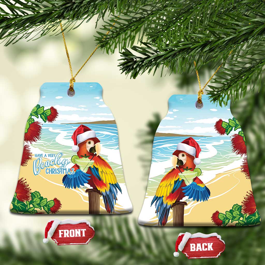 Have A Very Beach Christmas Ceramic Ornament Parrot By Lehua Flower - Polynesian Pride