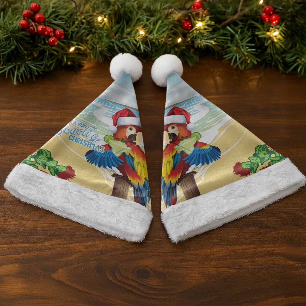 Have A Very Beach Christmas Santa Hat Parrot By Lehua Flower - Polynesian Pride