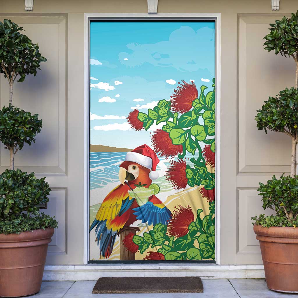 Have A Very Beach Christmas Door Cover Parrot By Lehua Flower LT7 Art - Polynesian Pride